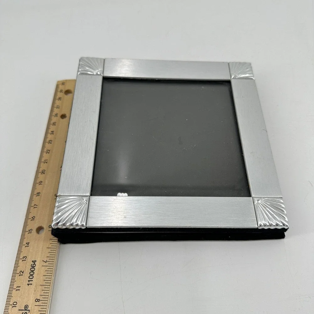 Brushed Silver‎ Art Deco Fan Corner Small Velvet Photo Album Black